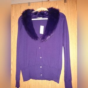 Purple Faux Fur Cardigan